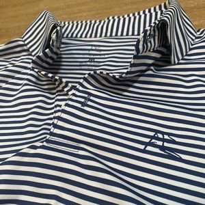 Rhoback blue and white striped performance polo, medium, excellent condition